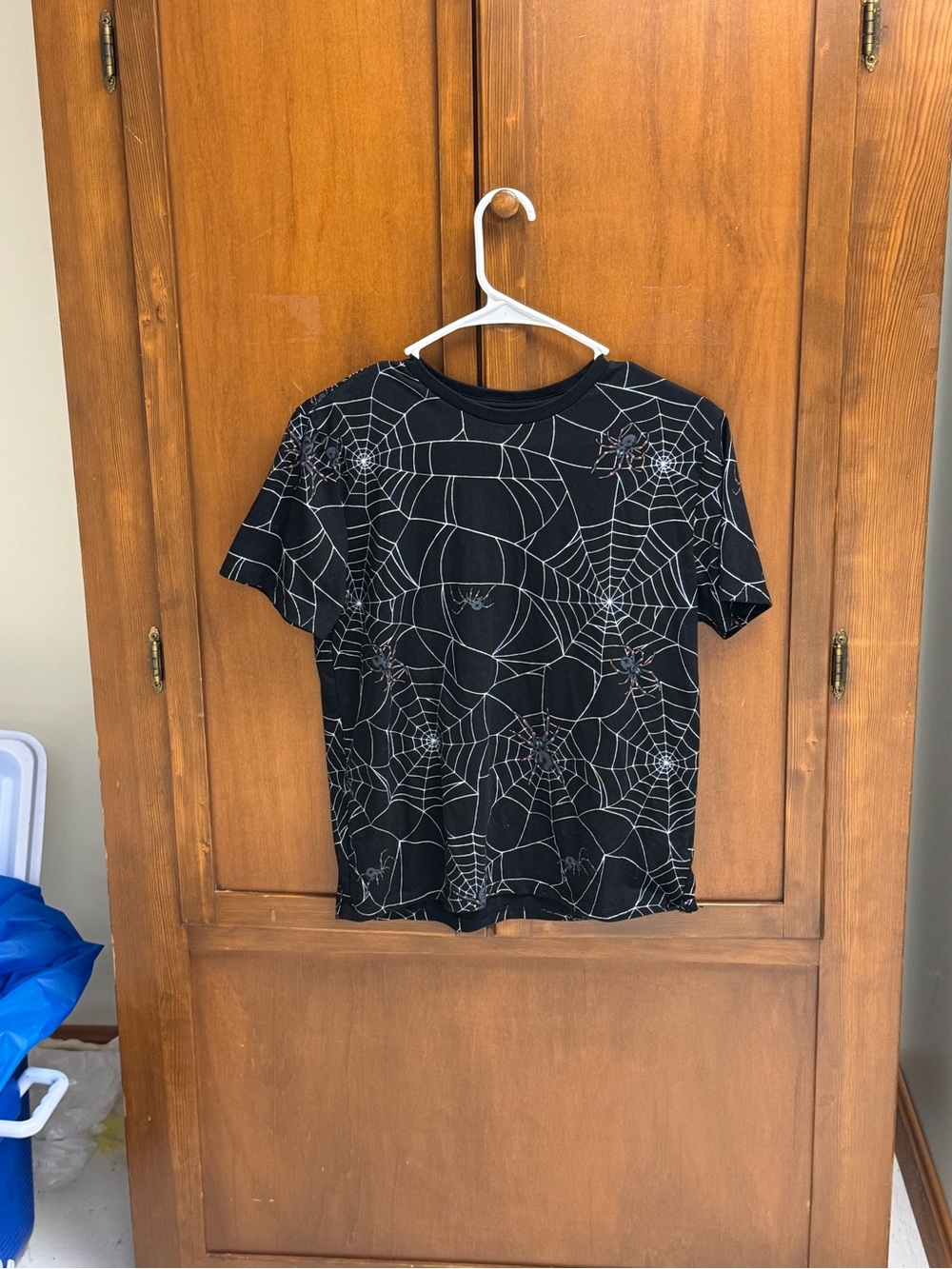 Way to Celebrate Black Spiderweb Short Sleeve Tee XL 14-16 #halloween
